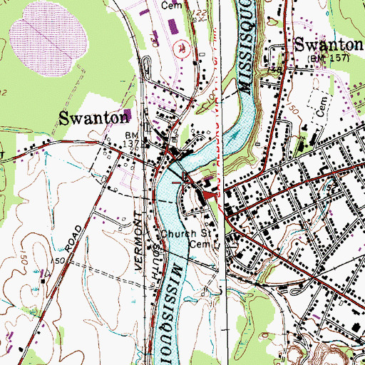 Topographic Map of Swanton Dam, VT
