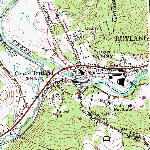 Topographic Map of Center Rutland Dam, VT