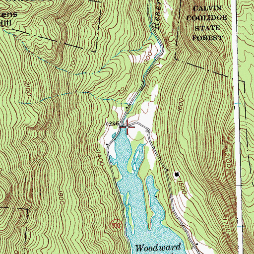 Topographic Map of Woodward Reservoir Dam, VT