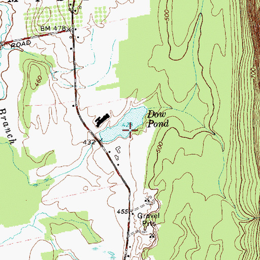 Topographic Map of Dow Pond Dam, VT
