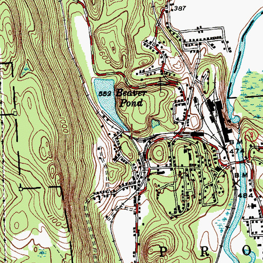 Topographic Map of Beaver Pond Dam, VT