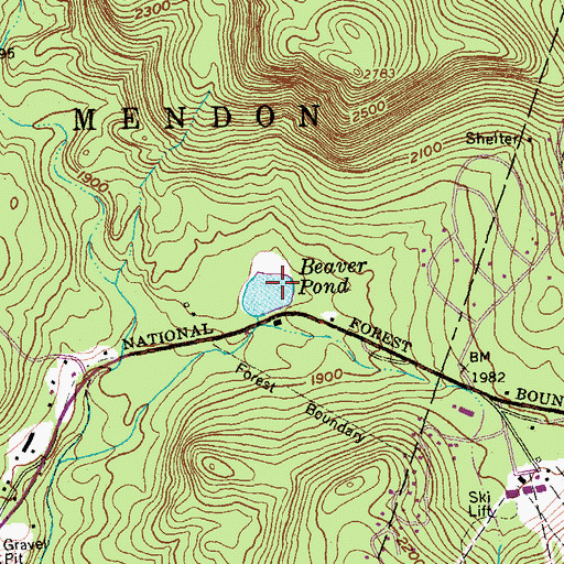 Topographic Map of Beaver Pond Dam, VT