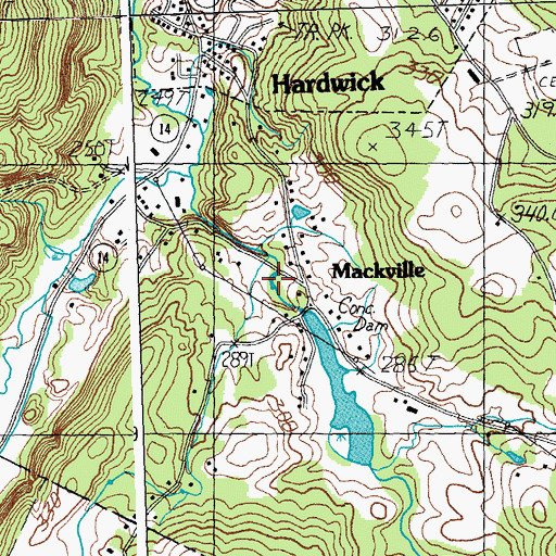 Topographic Map of Mackville Pond, VT