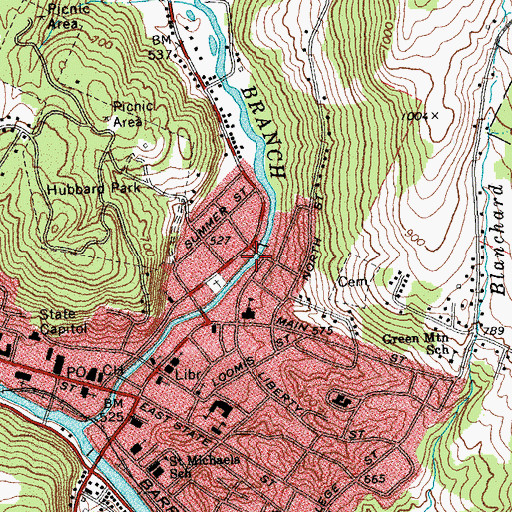 Topographic Map of Lane Dam, VT