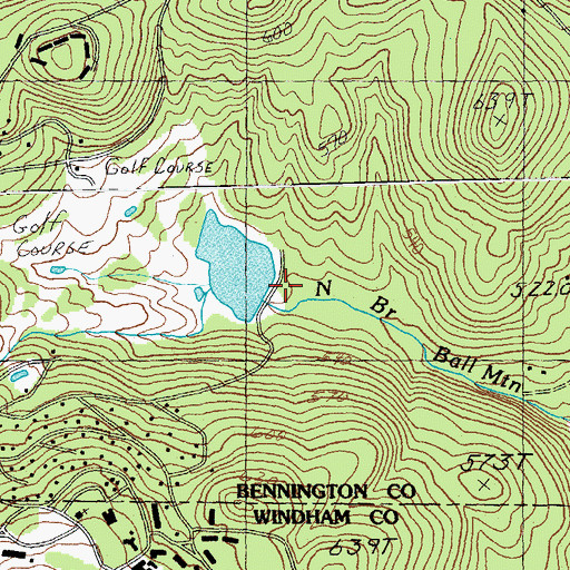 Topographic Map of Stratton Mountain Lake Dam, VT