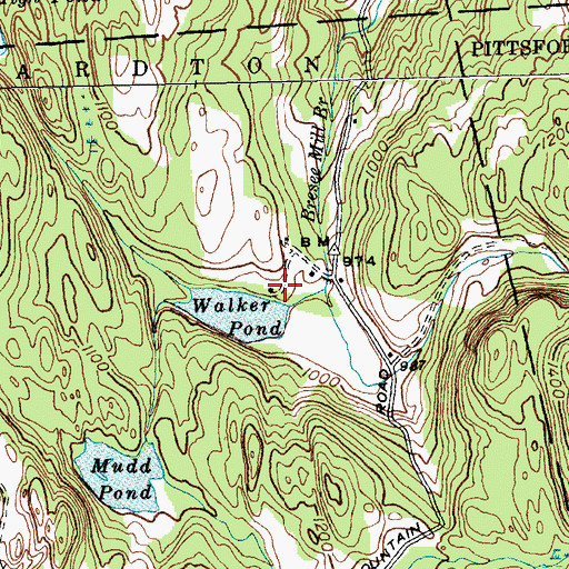 Topographic Map of Walker Pond Dam, VT