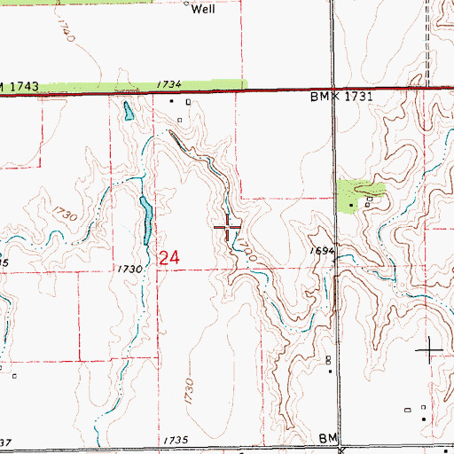 Topographic Map of Berck Reservoir, NE
