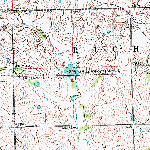 Topographic Map of Detention Dam 63-A, NE