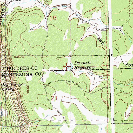 Topographic Map of Darnell Reservoir, CO