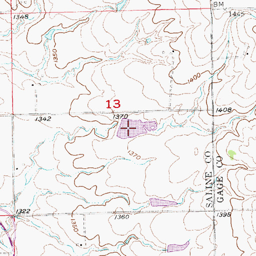 Topographic Map of Huneke Reservoir, NE