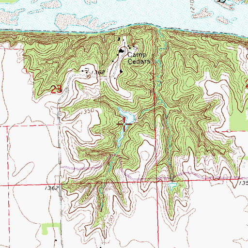 Topographic Map of Camp Cedars Reservoir, NE