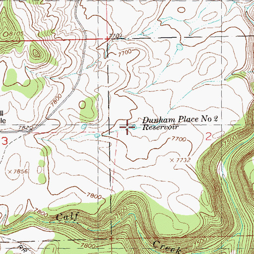 Topographic Map of Dunham Place Number 2 Reservoir, CO