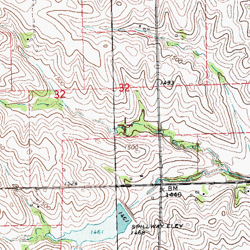 Topographic Map of Cottonwood Creek Reservoir 6-E, NE