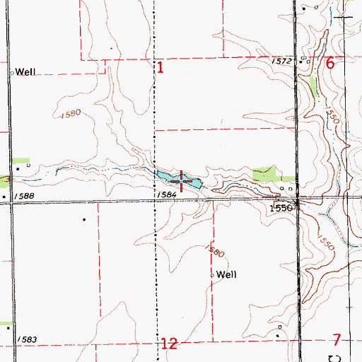 Topographic Map of Aldrich Reservoir, NE