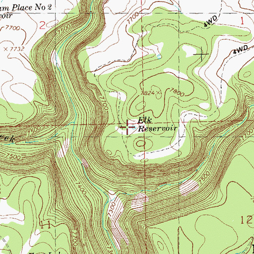 Topographic Map of Elk Reservoir, CO