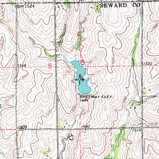 Topographic Map of Oak-Middle Reservoir 84-A, NE