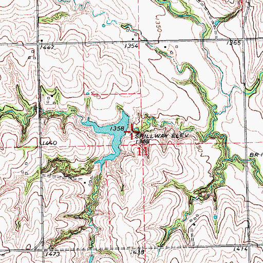 Topographic Map of Detention Dam 58-B, NE