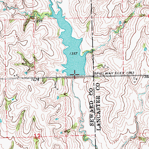 Topographic Map of Detention Dam 57-A, NE