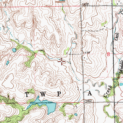 Topographic Map of Oak Middle Reservoir 87-A, NE