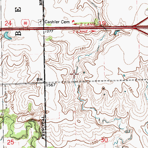 Topographic Map of Brackhan Reservoir, NE