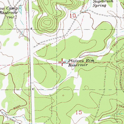 Topographic Map of Plateau Rim Reservoir, CO