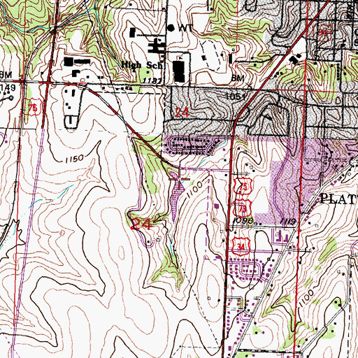 Topographic Map of Detention Dam 12-A, NE