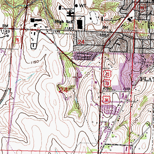 Topographic Map of Plattsmouth Reservoir 12-A, NE
