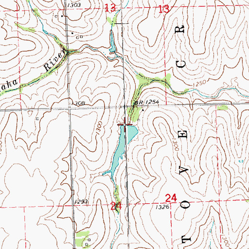 Topographic Map of Grade Stabilization Dam 12-25, NE