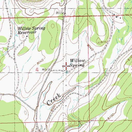 Topographic Map of Willow Spring, CO