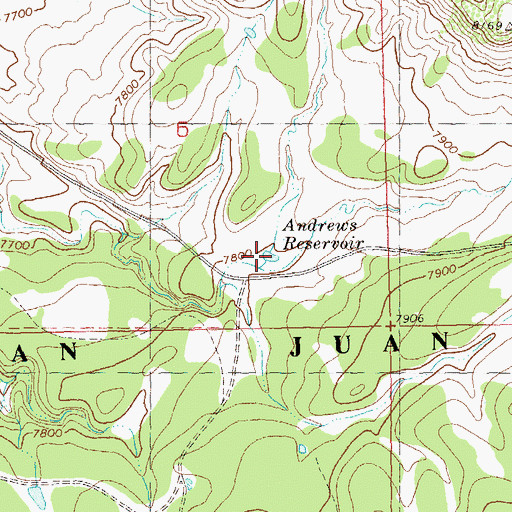 Topographic Map of Andrews Reservoir, CO