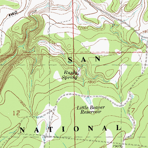 Topographic Map of Rusty Spring, CO