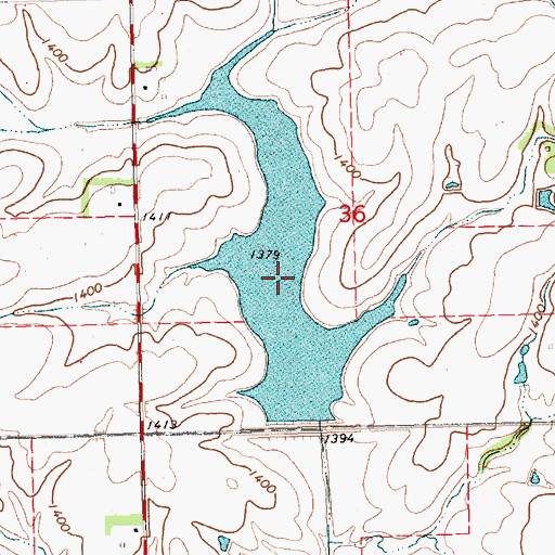 Topographic Map of Big Indian Creek Reservoir 17-B, NE
