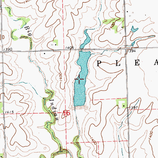 Topographic Map of Big Indian Creek Reservoir 9-B, NE