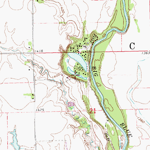Topographic Map of Blue River Lodge Reservoir, NE