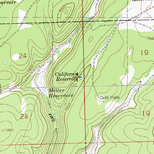 Topographic Map of California Reservoir, CO