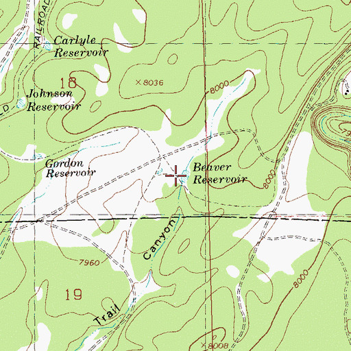 Topographic Map of Beaver Reservoir, CO