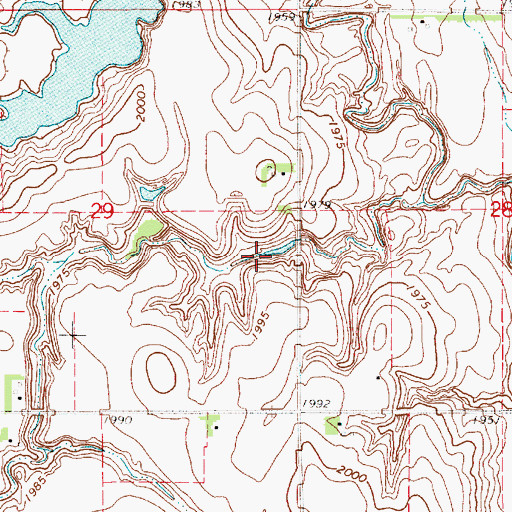 Topographic Map of Thirty-Two Mile Creek Reservoir, NE
