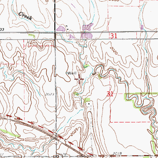 Topographic Map of Thirty-Two Mile Creek Reservoir, NE
