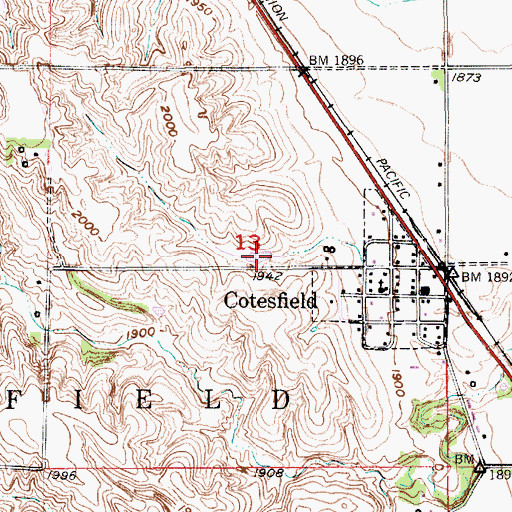 Topographic Map of Cotesfield Reservoir, NE