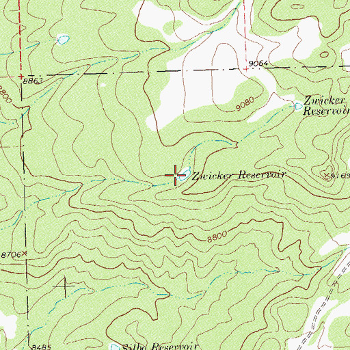 Topographic Map of Zwicker Reservoir, CO