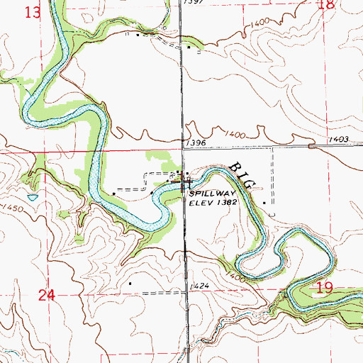 Topographic Map of Blue Bluffs Dam, NE