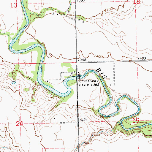Topographic Map of Blue Bluffs Reservoir, NE