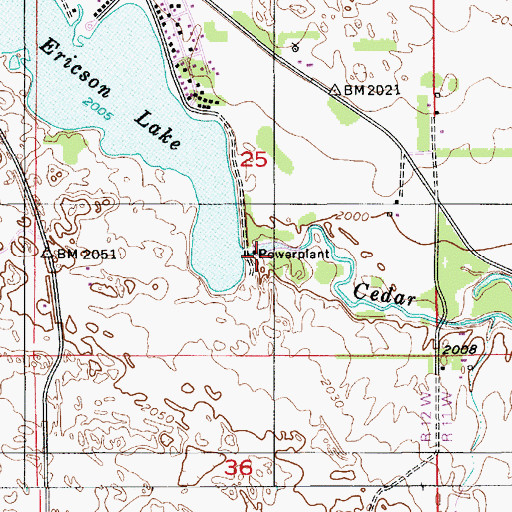 Topographic Map of Ericson Reservoir, NE