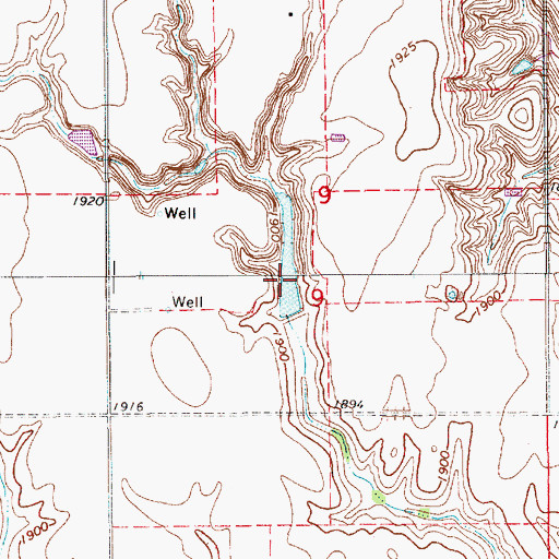 Topographic Map of Dominy Reservoir, NE