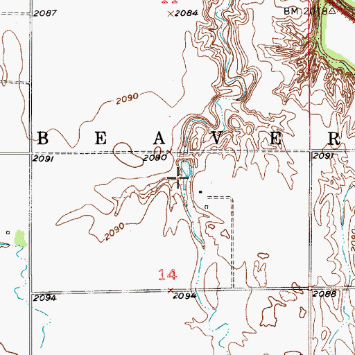 Topographic Map of Pease Reservoir Number 1, NE