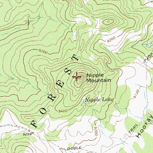 Topographic Map of Nipple Mountain, CO