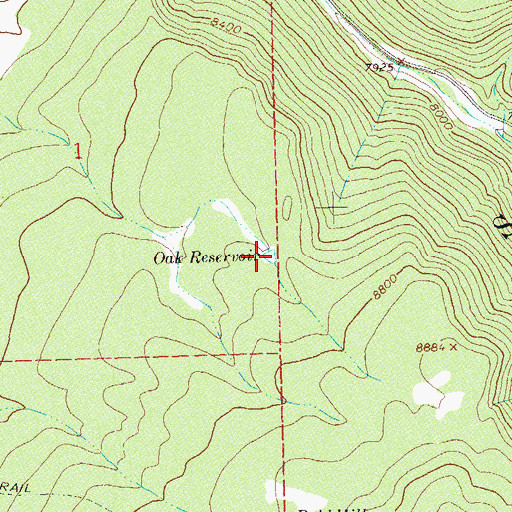 Topographic Map of Oak Reservoir, CO