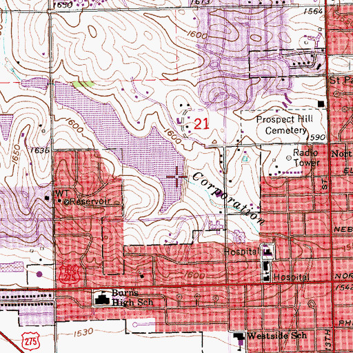 Topographic Map of Multi-Purpose Dam 1-A, NE