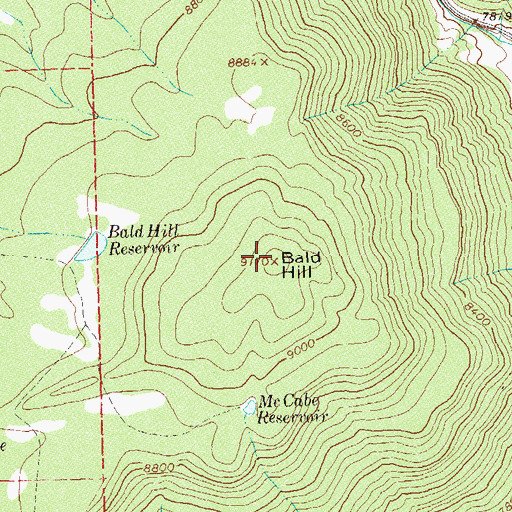 Topographic Map of Bald Hill, CO