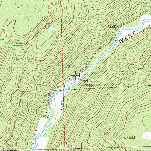 Topographic Map of Emerson Campground, CO